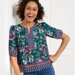Talbots Gorgeous Garden popover blouse